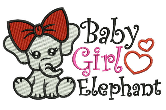 Baby Girl Elephant for Seasonal Holiday Embroidery